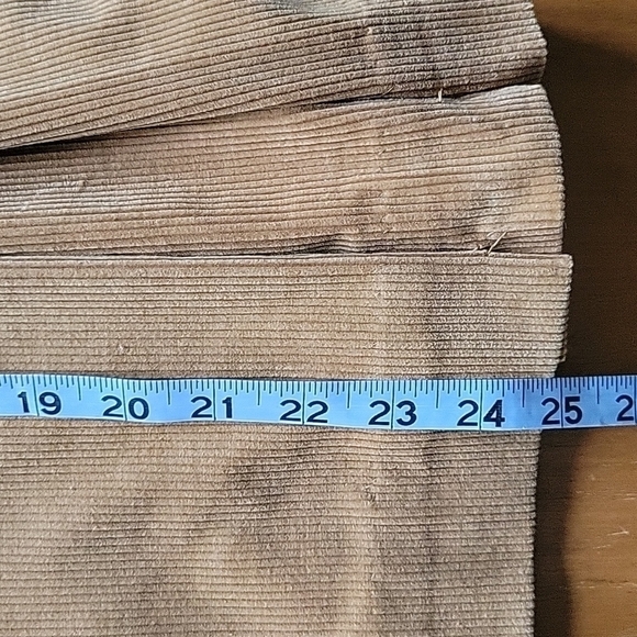 VINTAGE 70s Tan Corduroy A Line Pleat Front Skirt with Pockets - Picture 10 of 12